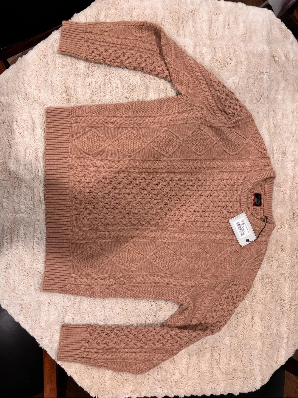 Wool-Blend Cable Knit Sweater - Dusty Rose